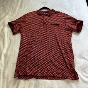 Cactus Man Ricky Singh Diamond Design Short Sleeve Collared Shirt Large Orange‎